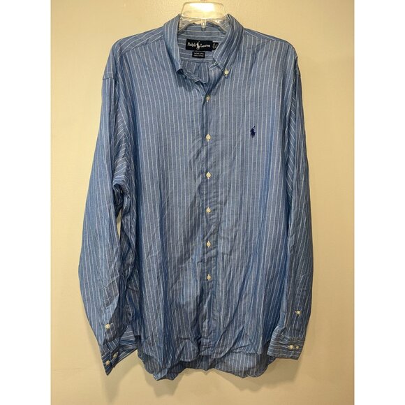 Ralph Lauren‎ Men's Button-Down Shirt, Size 16.5 36/37, Blue/White Striped - Picture 1 of 7